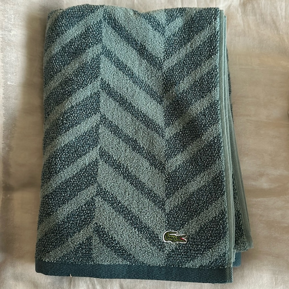 Lacoste bath towel new with tags blue
